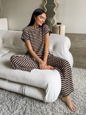 Mocha Stripe Knit Top